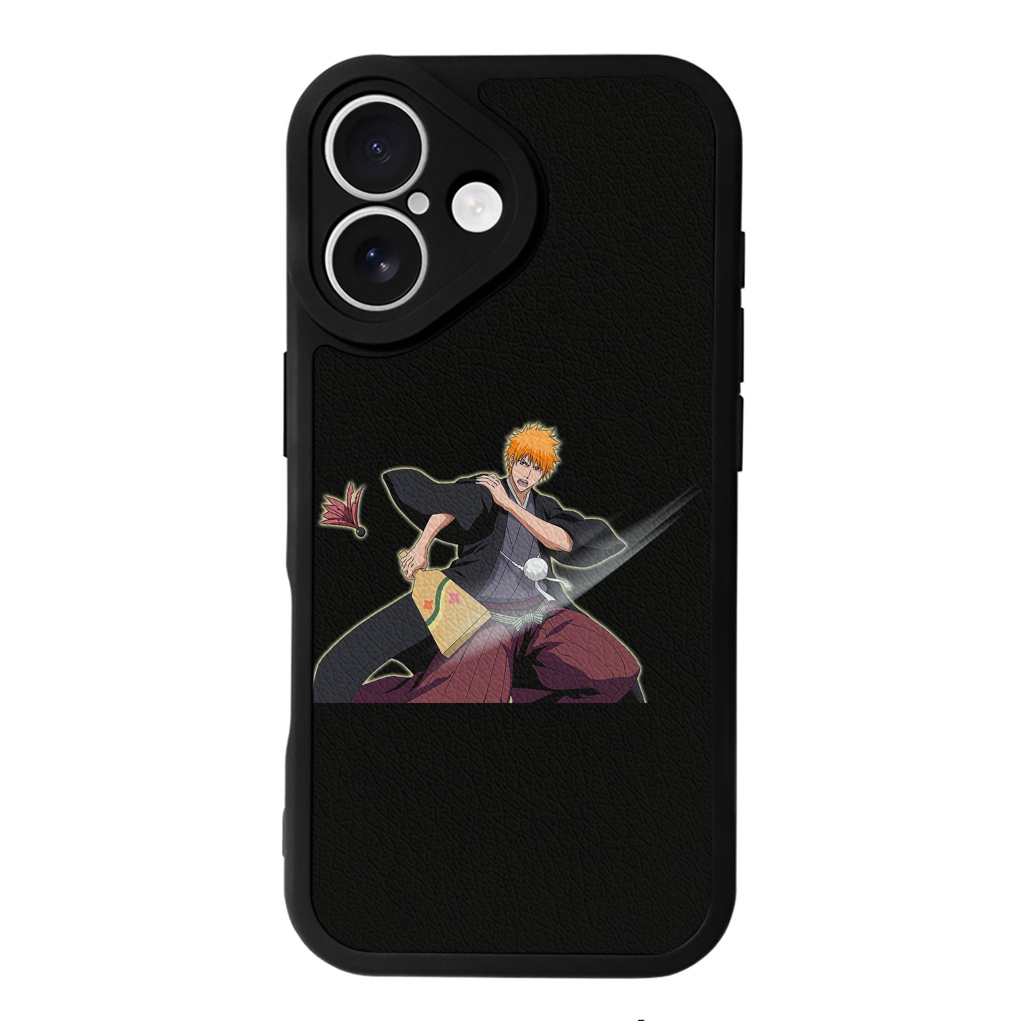 （画像用） ブリーチ 黒崎一護（くろさき いちご）BLEACH Kurosaki Ichigo 【iPhone 16シリーズ対応】シリコンスマホケース（レザー調） 材質：シリコン